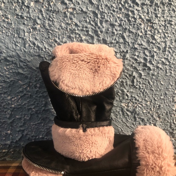 Genuine leather winter Gloves with pink faux fur interior - Picture 6 of 6